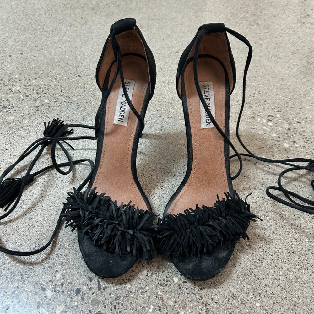 Black Suede Wild Thing Ankle Strap Sandals – Size 8.5